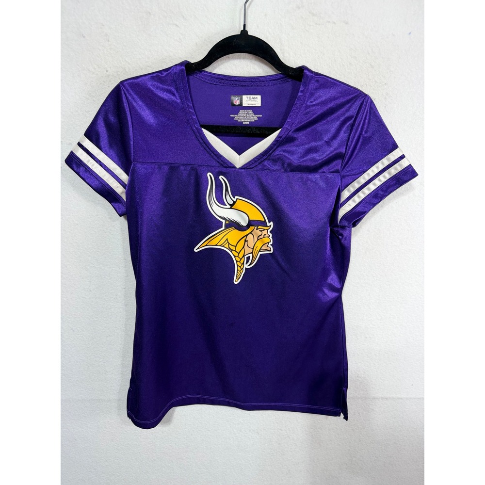 NFL Team Apparel Minnesota Vikings V-Neck Jersey Women's M Purple Football